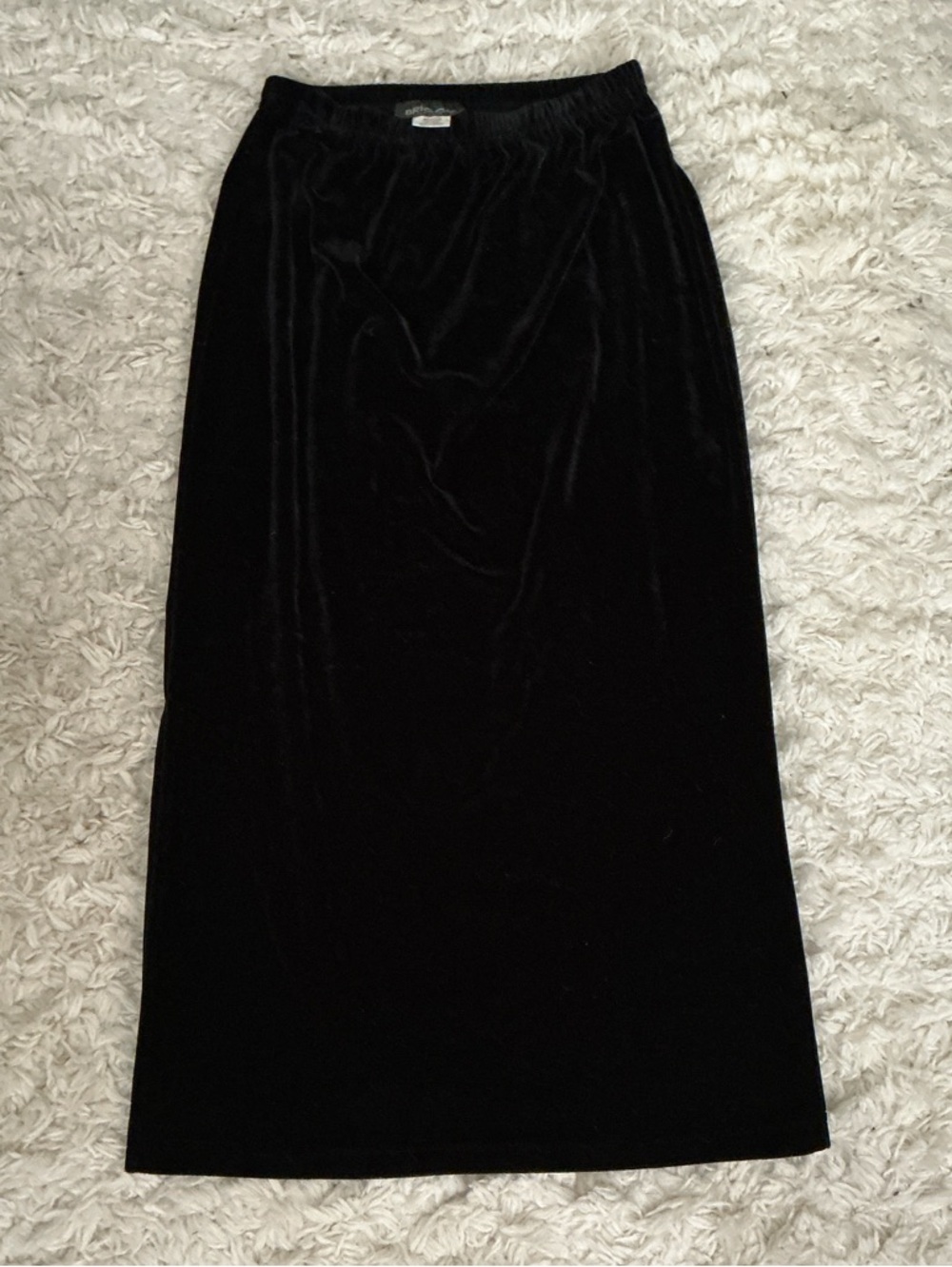 VINTAGE Black Crushed Velvet Maxi Skirt